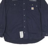 CARHARTT Mens Navy Work Shirt L Button Down Long Sleeve Heavywear