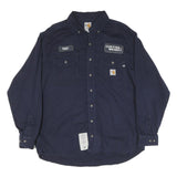 CARHARTT Mens Navy Work Shirt L Button Down Long Sleeve Heavywear