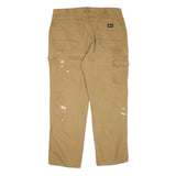 DICKIES Mens Regular Fit Brown Denim Workwear Jeans W38 L32 Paint Splatter