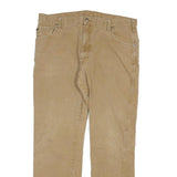 DICKIES Mens Regular Fit Beige Cotton Blend Zip Trousers W38 L32 Workwear Casual