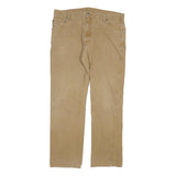 DICKIES Mens Regular Fit Beige Cotton Blend Zip Trousers W38 L32 Workwear Casual