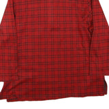 VILONA Womens Red Checked Basic Long Sleeve Button Neck Cotton Blend Top L
