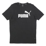 PUMA Mens Black S T-Shirt Short Sleeve Crew Neck Cotton Blend Logo Graphic