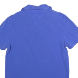 TOMMY HILFIGER Mens Blue Short Sleeve Plain Polo Shirt M Cotton Blend Casual