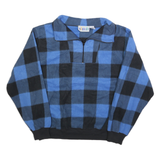 TRADER BAY Womens Blue & Black Patterned Jumper Pullover Check Round Neck