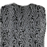 Womens Grey Black Animal Print Faux Fur Jacket L Polyester Blend Sleeveless Open