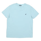 NAUTICA Mens Light Blue Graphic T-Shirt L Short Sleeve Crew Neck Cotton Blend