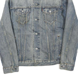 LEVI'S Mens Blue Denim Jacket L Cotton Blend Button Closure Classic Fit Fashion