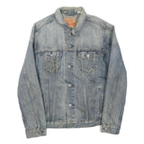 LEVI'S Mens Blue Denim Jacket L Cotton Blend Button Closure Classic Fit Fashion