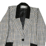 WOOLMARK Womens Black & White Houndstooth Wool Button Jacket M Woven Classic