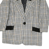 WOOLMARK Womens Black & White Houndstooth Wool Button Jacket M Woven Classic