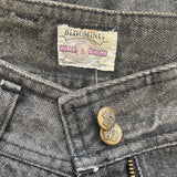 Blooming Midi Denim Skirt - 28W UK 8 Black Cotton