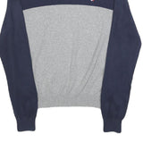 TOMMY HILFIGER Mens Navy & Grey Plain Crew Neck Basic Knit Jumper M Cotton Blend