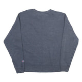 CHAMPION Mens Blue Crew Neck L Cotton Blend Sweatshirt Classic Logo Pullover