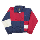 JC PENNY Mens Navy & Red Colourblock Zip Jacket L Polyester Blend Plain Casual