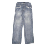 BLUEWAY Womens Jeans Blue Regular Straight Denim Light W28 L31 Casual Zip Pocket