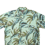 COOKE STREET Mens Green Blue Leaf Pattern Cotton Blend Shirt XL Casual Summer