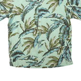 COOKE STREET Mens Green Blue Leaf Pattern Cotton Blend Shirt XL Casual Summer