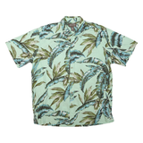 COOKE STREET Mens Green Blue Leaf Pattern Cotton Blend Shirt XL Casual Summer