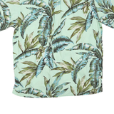 COOKE STREET Mens Green Blue Leaf Pattern Cotton Blend Shirt XL Casual Summer