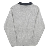 ROGER KENT Mens Grey Patterned Zip Jumper M Acrylic Warm Casual