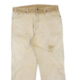 DICKIES Mens Regular Beige Cotton Blend Regular Fit Trousers W36 L29 Workwear