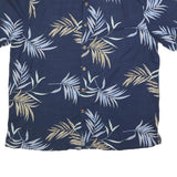 ISLAND REPUBLIC Mens Blue Silk Tropical Print Shirt L Summer Beachwear Casual