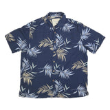 ISLAND REPUBLIC Mens Blue Silk Tropical Print Shirt L Summer Beachwear Casual
