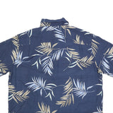 ISLAND REPUBLIC Mens Blue Silk Tropical Print Shirt L Summer Beachwear Casual