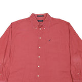 NAUTICA Mens Red Cotton Blend Shirt L Button-Down Collar Long Sleeve Casual
