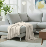 Anycozy White Faux Cashmere Throw Blanket – Diamond Knit Sofa Cover & Home Decor Accent