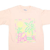 HANES Womens Cream S Graphic T-Shirt Short Sleeve Round Neck Hawaiian Print