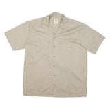 DICKIES Mens Beige Cotton Blend Work Shirt L Button Pocket Short Sleeve