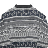 NICK TAYLOR SPORTSWEAR Mens Black & Grey Patterned Jumper Polo Collar Basic Knit