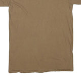 Mens Beige Plain Cotton Blend T-Shirt S Short Sleeve Crew Neck Casual Basic