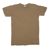 Mens Beige Plain Cotton Blend T-Shirt S Short Sleeve Crew Neck Casual Basic