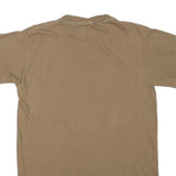 Mens Beige Plain Cotton Blend T-Shirt S Short Sleeve Crew Neck Casual Basic