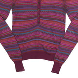 MARC JACOBS Womens Purple Patterned Pullover Jumper Round Neck Chunky Knit M