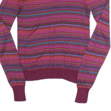 MARC JACOBS Womens Purple Patterned Pullover Jumper Round Neck Chunky Knit M