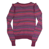 MARC JACOBS Womens Purple Patterned Pullover Jumper Round Neck Chunky Knit M