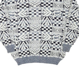 NEW TAST Mens Grey & White Patterned Jumper Shawl Collar Chunky Knit L Acrylic