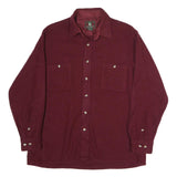 HIGH SIERRA Mens Maroon Plain Cotton Shirt L Long Sleeve Button Pocket