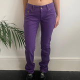 Playlife Trousers - 30W UK 8 Purple Cotton
