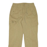 Mens Beige Cotton Blend Regular Fit Cargo Trousers W28 L28 Utility Zip Closure