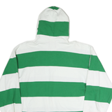 BARBARIAN Mens Green & White Hooded Long Sleeve Rugby Stripe L Polo Shirt