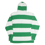 BARBARIAN Mens Green & White Hooded Long Sleeve Rugby Stripe L Polo Shirt