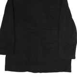 Mens Black Wool Plain Jacket L Zip Closure Classic Fit Long Sleeve Elegant