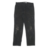 CARHARTT Mens Cotton Blend Black Relaxed Straight Trousers W34 L32 Workwear Zip