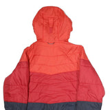 COLUMBIA Mens Red & Orange Quilted Jacket M Polyester Hooded Zip Casual Outdoor