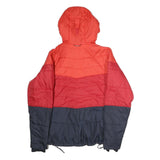COLUMBIA Mens Red & Orange Quilted Jacket M Polyester Hooded Zip Casual Outdoor